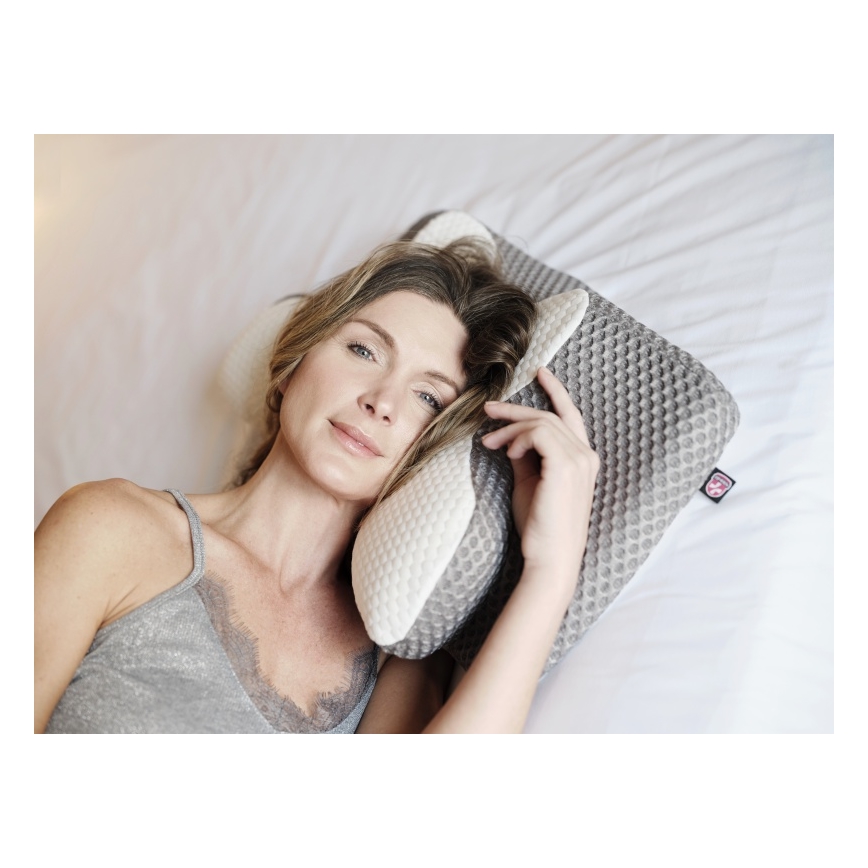 CONNECT IT CFH-6031-WH - Анатомична възглавница Lyra бяла/сива