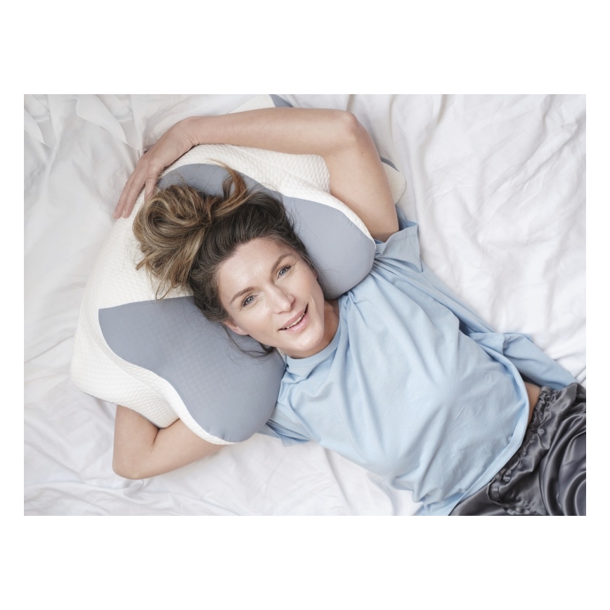 CONNECT IT CFH-6032-WH - Анатомична възглавница Gemini бял/сив