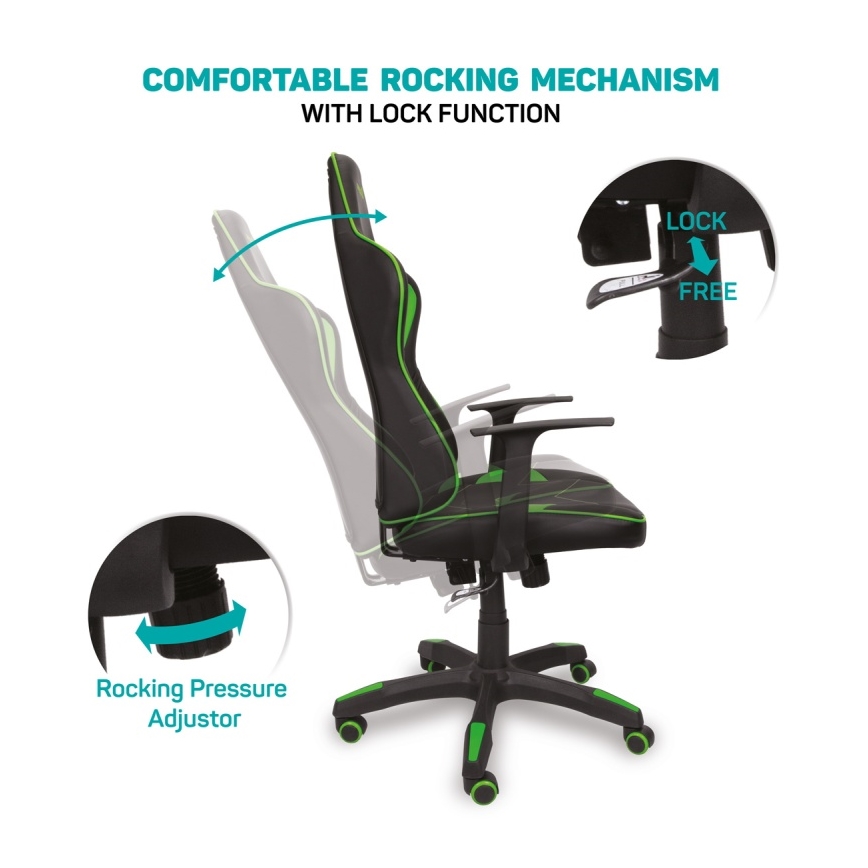 CONNECT IT CGC-0700-GR - Геймърски стол LeMans Pro черен/зелен