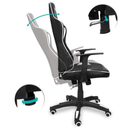 CONNECT IT CGC-0700-WH - Геймърски стол LeMans Pro черен/бял