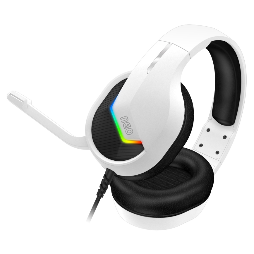 CONNECT IT CHP-3595-WH - LED RGB Гейминг слушалки с кабел с микрофон бял/черен