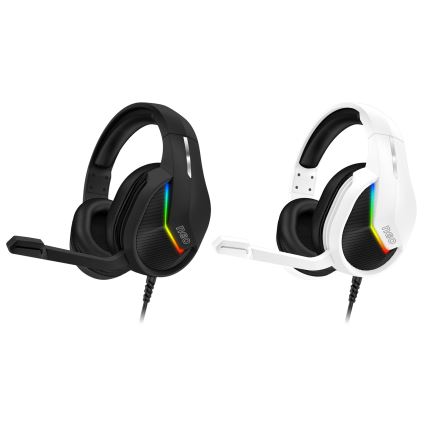 CONNECT IT CHP-3595-WH - LED RGB Гейминг слушалки с кабел с микрофон бял/черен