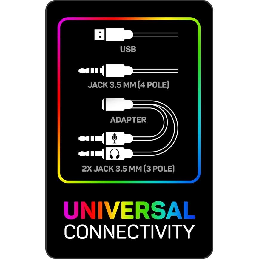 CONNECT IT CHP-3595-WH - LED RGB Гейминг слушалки с кабел с микрофон бял/черен