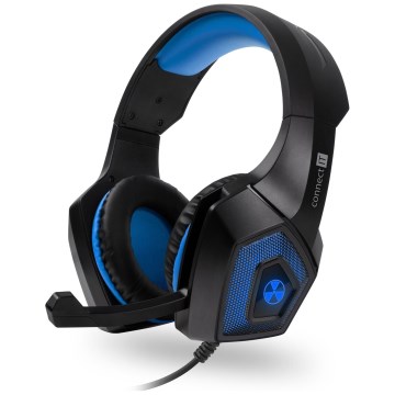 CONNECT IT CHP-5500-BL - LED Гейминг слушалки с кабел с микрофон черен/син