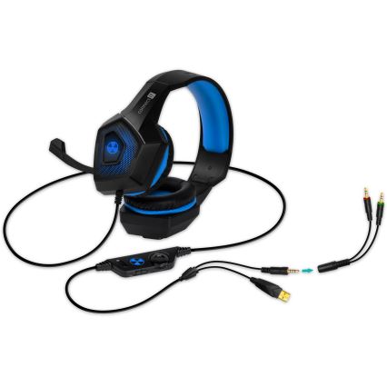 CONNECT IT CHP-5500-BL - LED Гейминг слушалки с кабел с микрофон черен/син