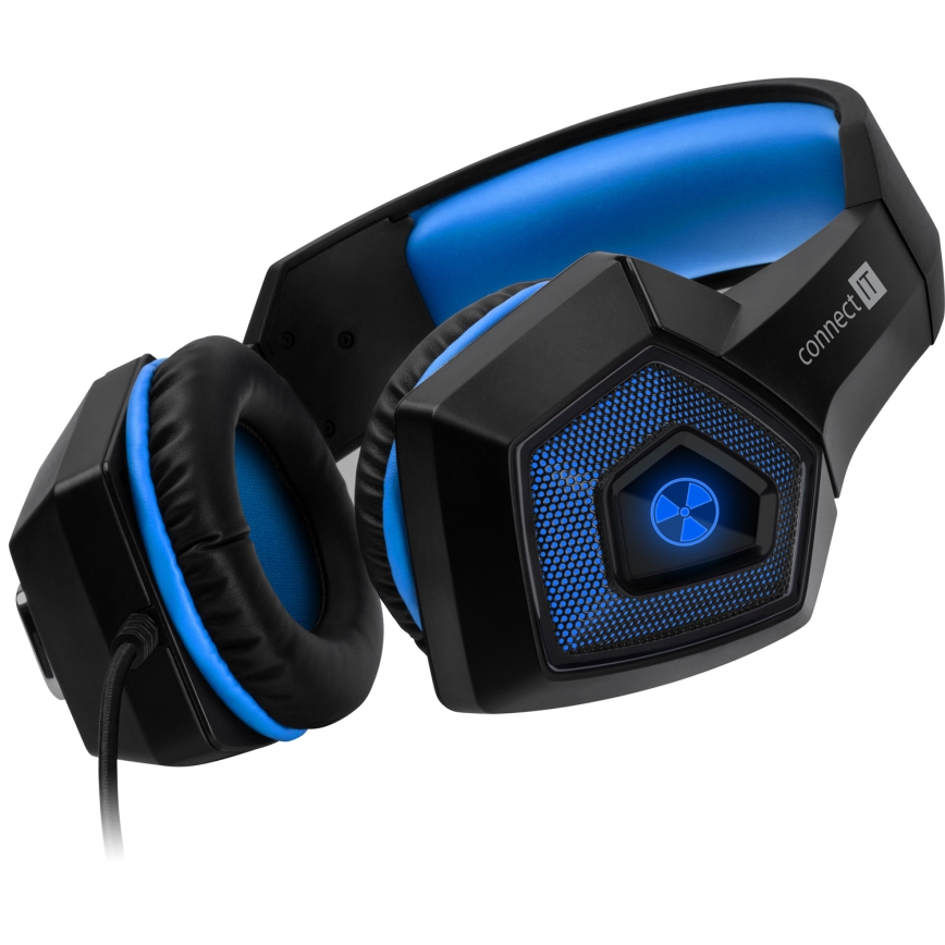 CONNECT IT CHP-5500-BL - LED Гейминг слушалки с кабел с микрофон черен/син