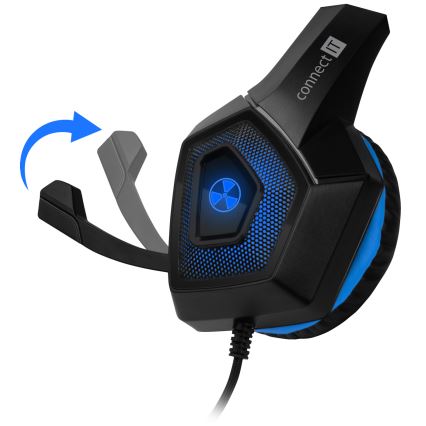 CONNECT IT CHP-5500-BL - LED Гейминг слушалки с кабел с микрофон черен/син