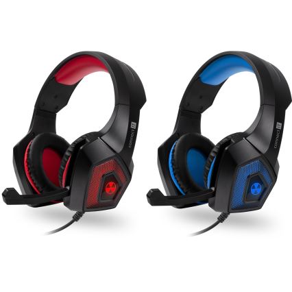 CONNECT IT CHP-5500-BL - LED Гейминг слушалки с кабел с микрофон черен/син