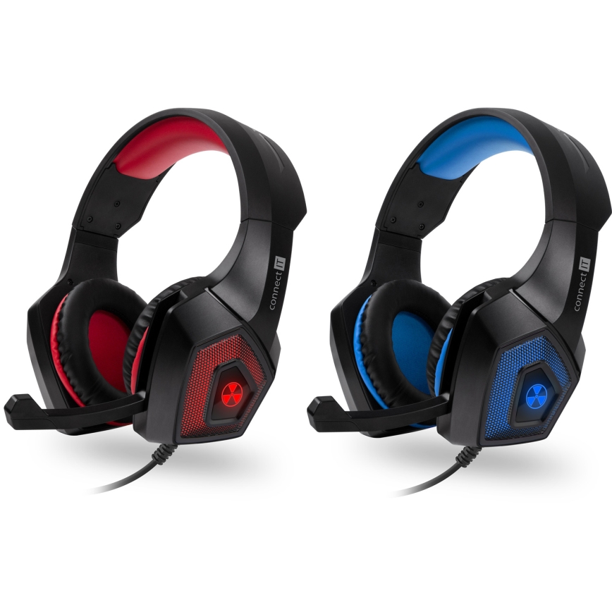 CONNECT IT CHP-5500-BL - LED Гейминг слушалки с кабел с микрофон черен/син
