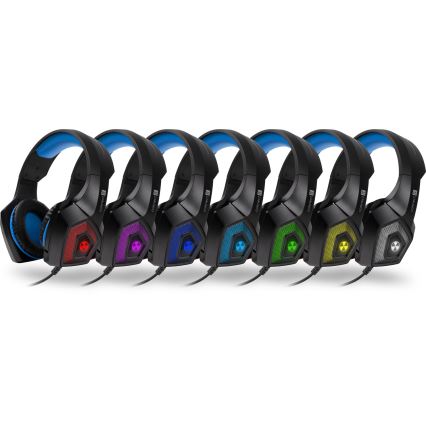 CONNECT IT CHP-5500-BL - LED Гейминг слушалки с кабел с микрофон черен/син