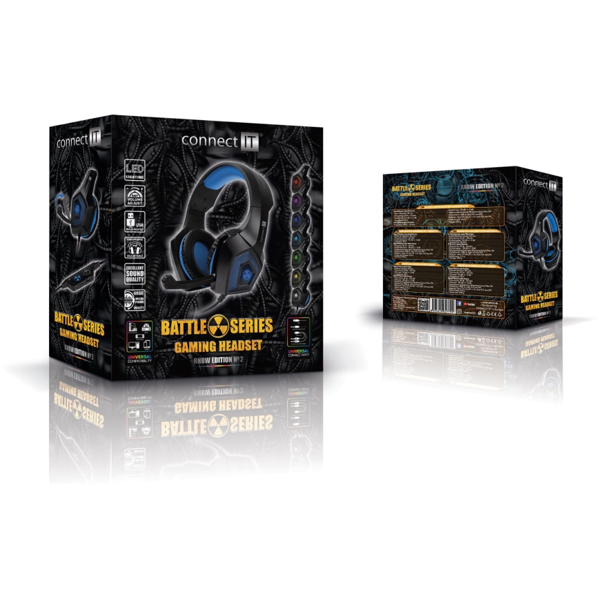 CONNECT IT CHP-5500-BL - LED Гейминг слушалки с кабел с микрофон черен/син