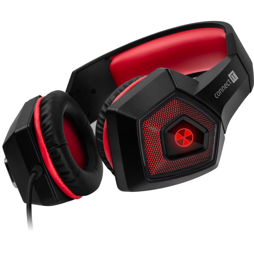 CONNECT IT CHP-5500-RD - LED Гейминг слушалки с кабел с микрофон черен/червен
