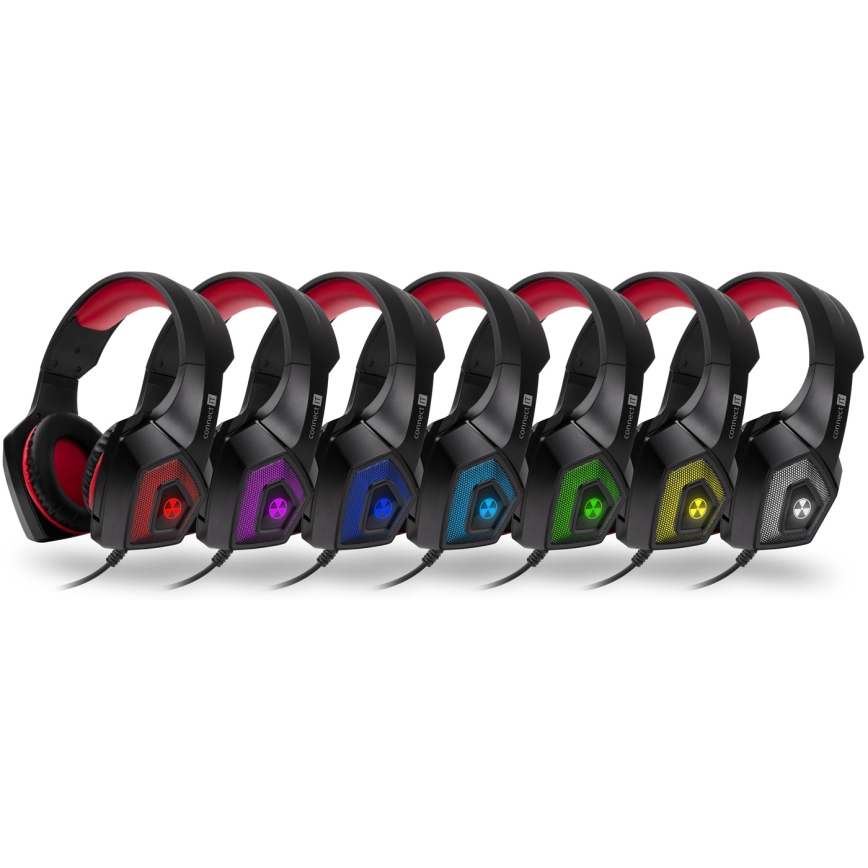 CONNECT IT CHP-5500-RD - LED Гейминг слушалки с кабел с микрофон черен/червен
