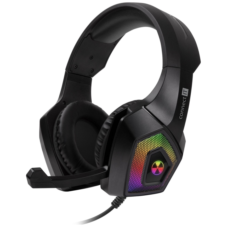 CONNECT IT CHP-5600-BK - LED RGB Гейминг слушалки с кабел с микрофон черен