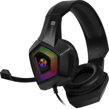 CONNECT IT CHP-5600-BK - LED RGB Гейминг слушалки с кабел с микрофон черен