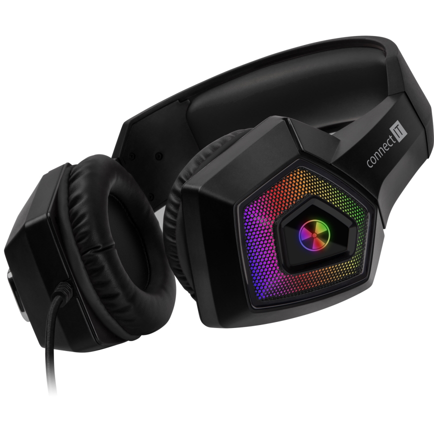 CONNECT IT CHP-5600-BK - LED RGB Гейминг слушалки с кабел с микрофон черен