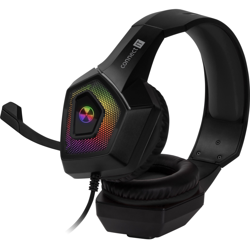 CONNECT IT CHP-5600-BK - LED RGB Гейминг слушалки с кабел с микрофон черен