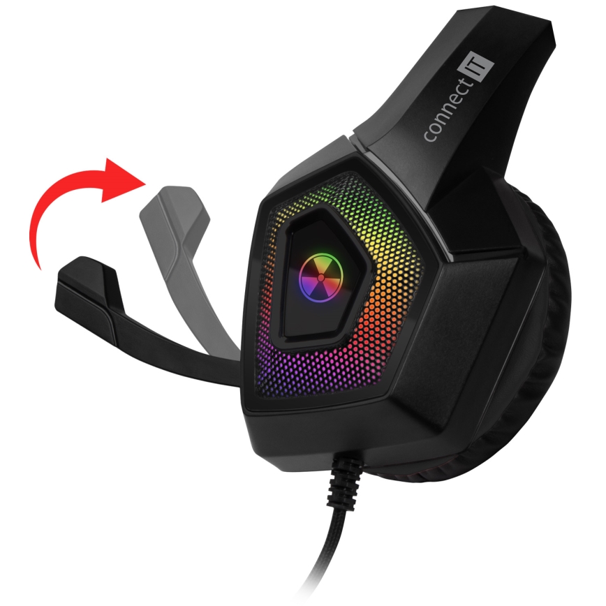 CONNECT IT CHP-5600-BK - LED RGB Гейминг слушалки с кабел с микрофон черен