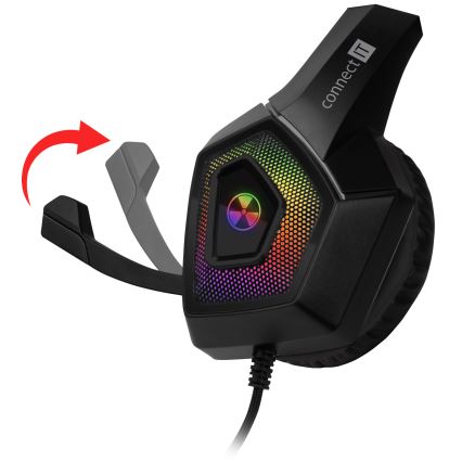 CONNECT IT CHP-5600-BK - LED RGB Гейминг слушалки с кабел с микрофон черен