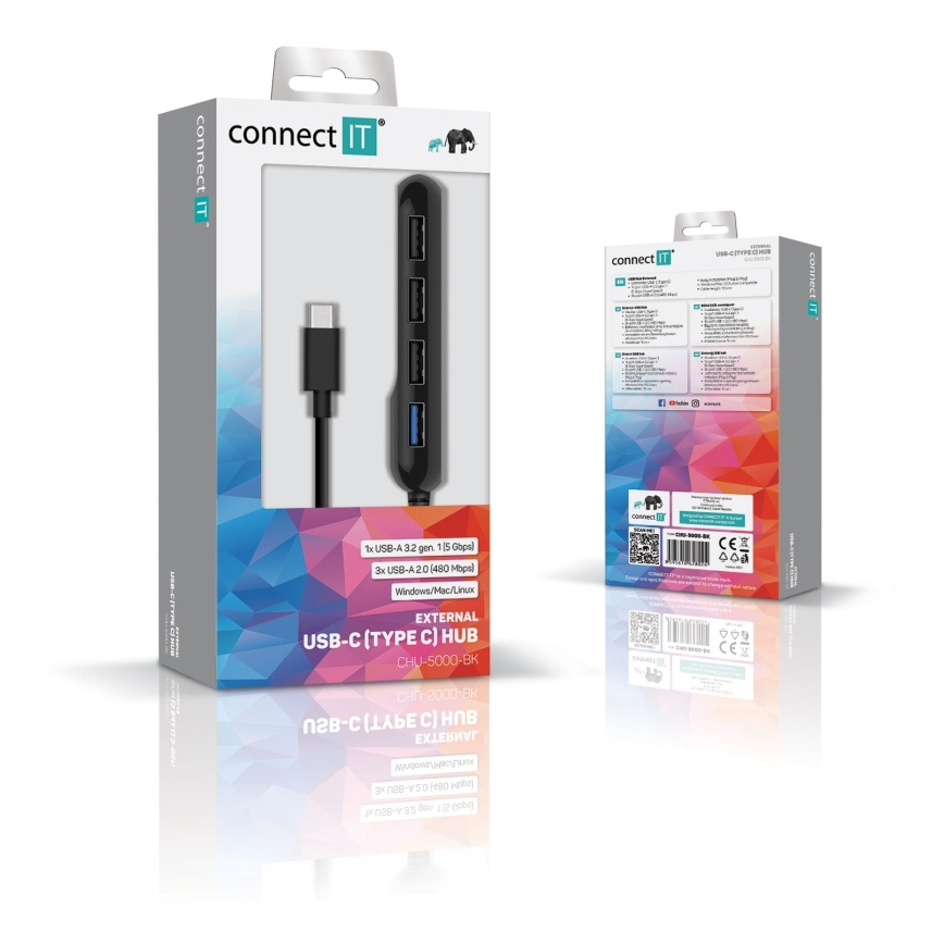 CONNECT IT CHU-5000-BK - USB-C hub 4в1