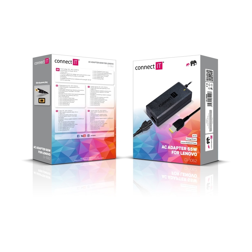 CONNECT IT CI-1062 - Захранващ адаптер за лаптопи Lenovo 65W