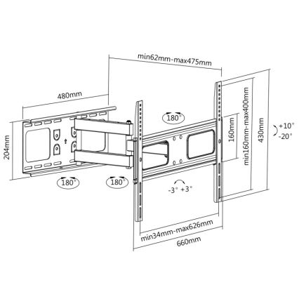 CONNECT IT CI-786 - Стенен монтаж за телевизори 37-70” черен