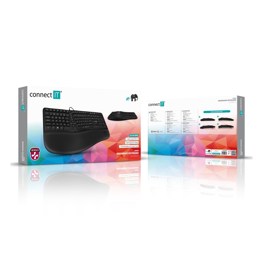 CONNECT IT CKB-2800-CS - Ергономична безжична клавиатура с CZ/SK локализация черен