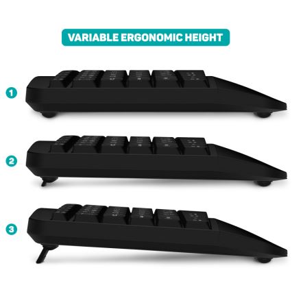 CONNECT IT CKM-6010-CS - Ергономична безжична клавиатура и мишка 800/1200/1600/2400 DPI с CZ/SK локализация 1xAA + 2xAAA черен