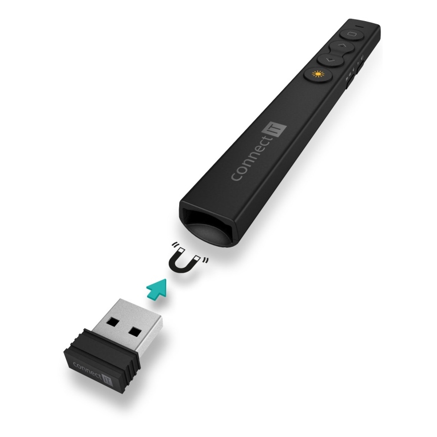 CONNECT IT CLP-2050-BK - Безжичен презентер с лазерна показалка 1xAAA