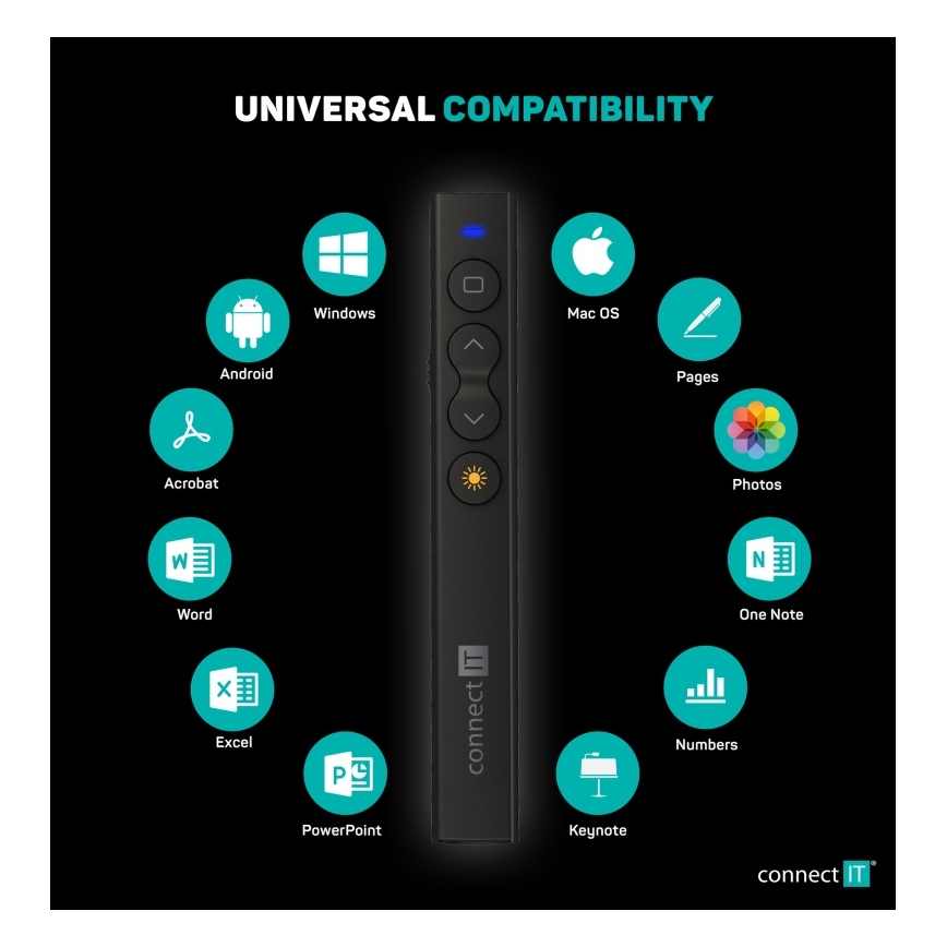 CONNECT IT CLP-2050-BK - Безжичен презентер с лазерна показалка 1xAAA