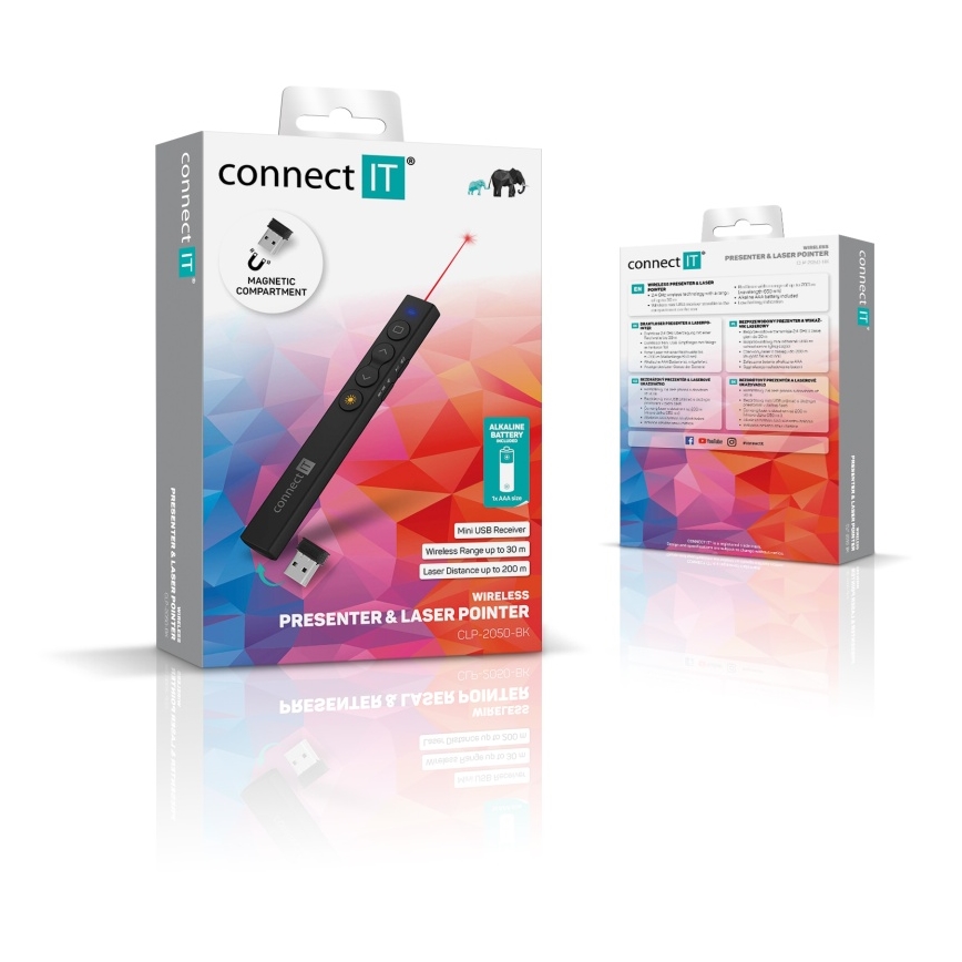 CONNECT IT CLP-2050-BK - Безжичен презентер с лазерна показалка 1xAAA