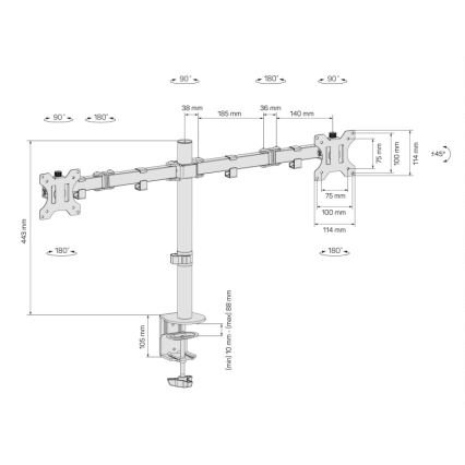 CONNECT IT CMF-3203-BK - Универсална стойка за 2 монитора 13-32” черен