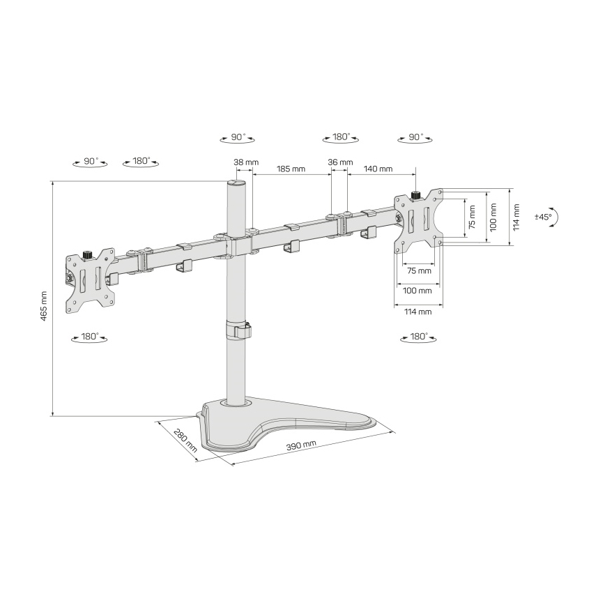 CONNECT IT CMF-3204-BK - Универсална стойка за 2 монитора 13-32” черен