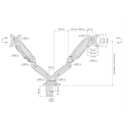 CONNECT IT CMF-3207-BK - Универсална стойка за 2 монитора 13-27” черен