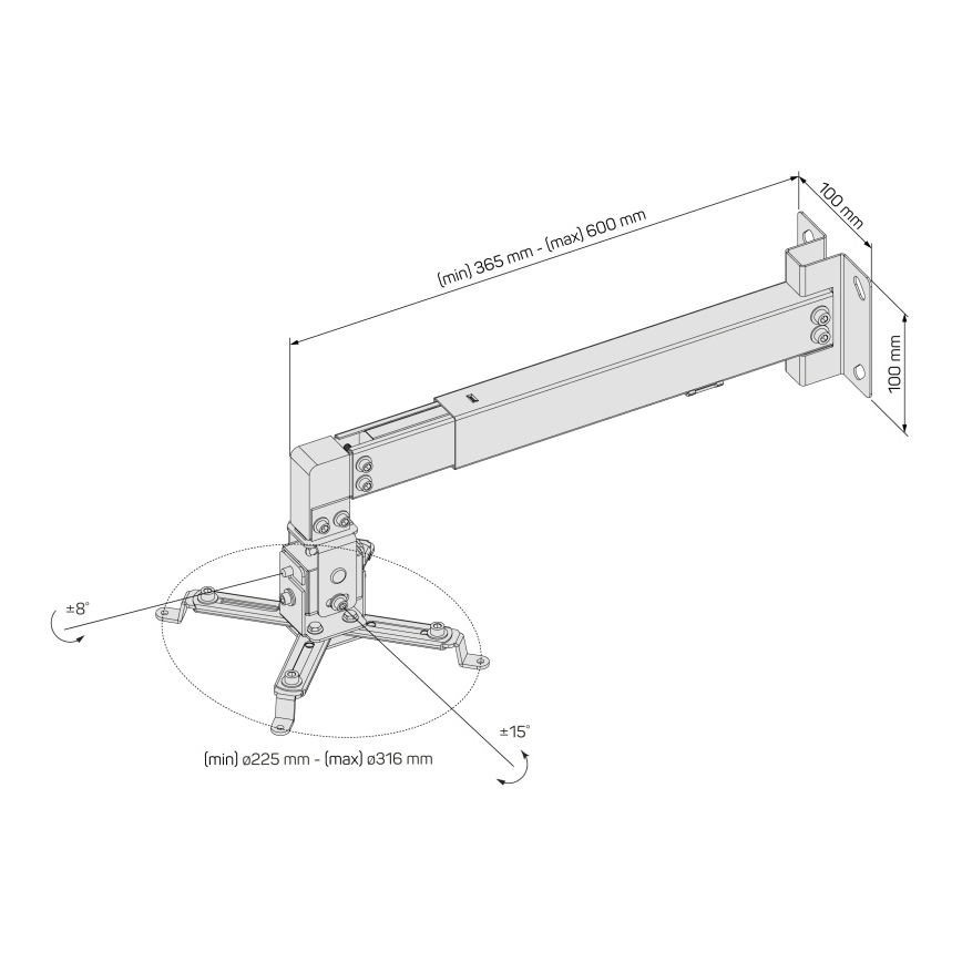 CONNECT IT CMF-7020-SL - Стенен държач за проектор, сребрист