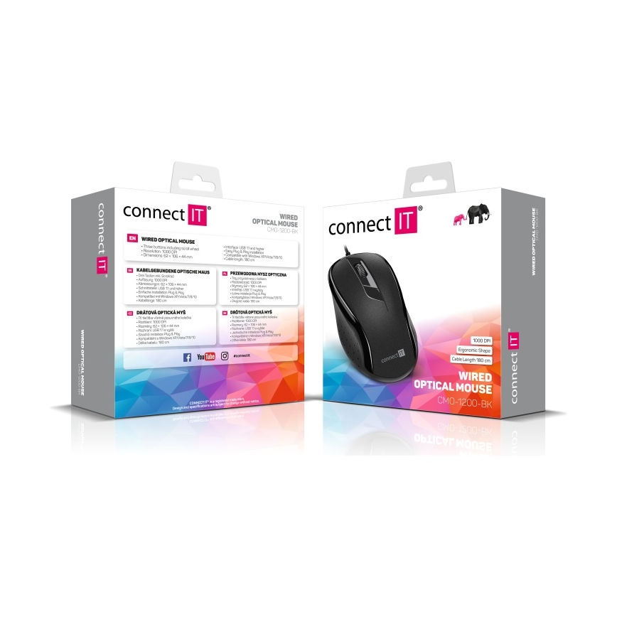 CONNECT IT CMO-1200-BK - Жична мишка 1000 DPI черен