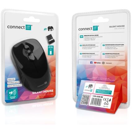 CONNECT IT CMO-2230-BK - Безшумна безжична мишка MUTE 1200 DPI 1xAA черен