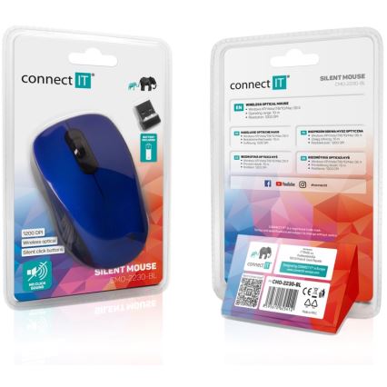 CONNECT IT CMO-2230-BL - Безшумна безжична мишка MUTE 1200 DPI 1xAA черен/син