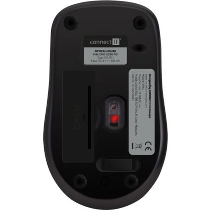 CONNECT IT CMO-2230-RD - Безшумна безжична мишка MUTE 1200 DPI 1xAA черен/червен