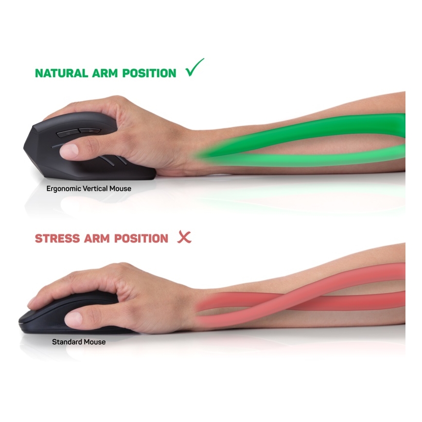 CONNECT IT CMO-2500-BK - Ергономична жична мишка Verti Wire 1000/1600 DPI черна