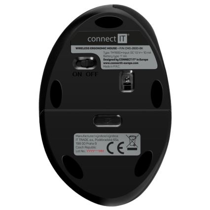 CONNECT IT CMO-2600-BK - Ергономична безжична мишка 800/1200/1600 DPI 1xAA черна