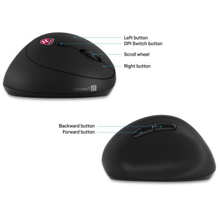 CONNECT IT CMO-2600-BK - Ергономична безжична мишка 800/1200/1600 DPI 1xAA черна