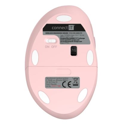 CONNECT IT CMO-2600-PK - Ергономична безжична мишка с регулируемо DPI 800/1200/1600, захранване 1xAA, розова