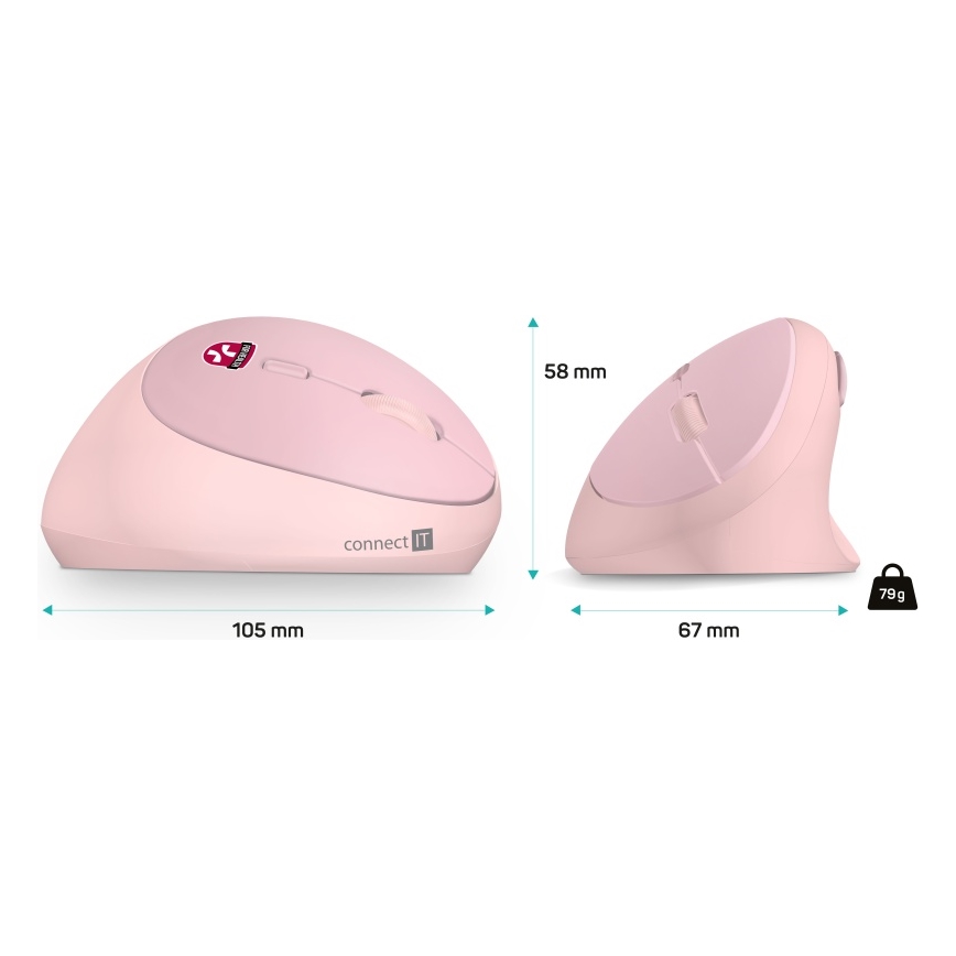 CONNECT IT CMO-2600-PK - Ергономична безжична мишка с регулируемо DPI 800/1200/1600, захранване 1xAA, розова