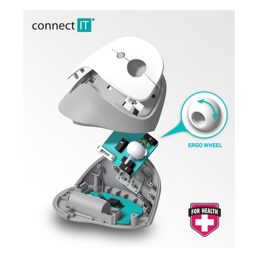 CONNECT IT CMO-2700-WH - Ергономична безжична мишка 800/1200/1600 DPI 1xAA бял