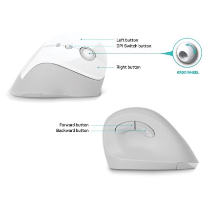 CONNECT IT CMO-2700-WH - Ергономична безжична мишка 800/1200/1600 DPI 1xAA бял