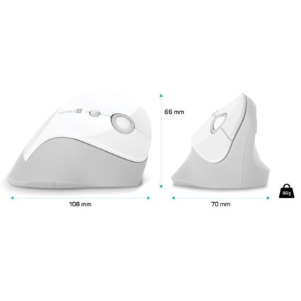 CONNECT IT CMO-2700-WH - Ергономична безжична мишка 800/1200/1600 DPI 1xAA бял
