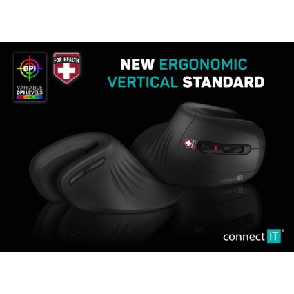 CONNECT IT CMO-2900-BK - Ергономична безжична мишка 800/1200/1600 DPI 1xAA черен