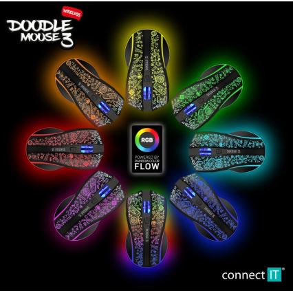 CONNECT IT CMO-3530-DD - LED RGB Презареждаща се безжична геймърска мишка 800/1200/1600/2400/4800 DPI 600 mAh черен