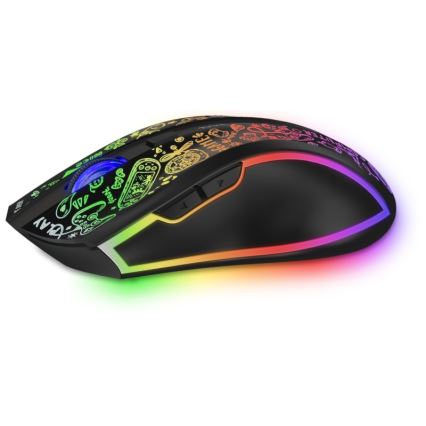 CONNECT IT CMO-3530-DD - LED RGB Презареждаща се безжична геймърска мишка 800/1200/1600/2400/4800 DPI 600 mAh черен